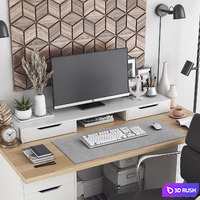 IKEA office workplace 84 3D Model Vray, Corona
