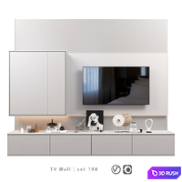 TV Wall | Set 198 3D Model Vray, Corona