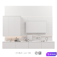 TV Wall | Set 198 3D Model Vray, Corona