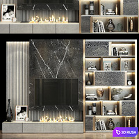 TV Wall Set 0178 3D Model Vray