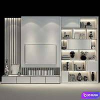 TV Wall Set 0178 3D Model Vray