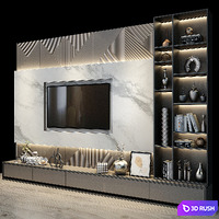 TV Wall Set 0330 3D Model Vray