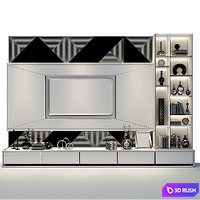 TV Wall Set 0330 3D Model Vray