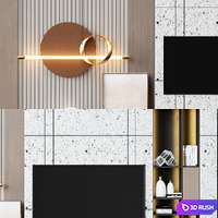 TV wall modern 68 3D Model Vray, Corona