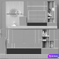 TV wall modern 68 3D Model Vray, Corona