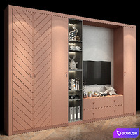 TV Wall 0334 3D Model Vray