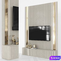 Modern TV Wall set46 3D Model Vray