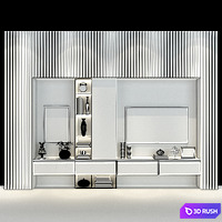 Modern TV Wall set190 3D Model Vray