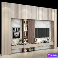 Modern TV Wall set190 3D Model Vray