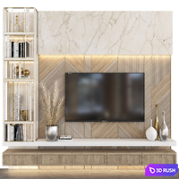 Tv Wall 07 3D Model Vray, Corona