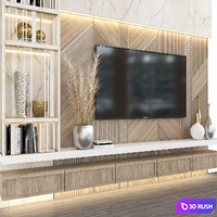 Tv Wall 07 3D Model Vray, Corona