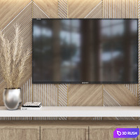Tv Wall 07 3D Model Vray, Corona