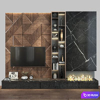 TV Wall set 195 3D Model Vray
