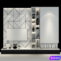 TV Wall set 195 3D Model Vray