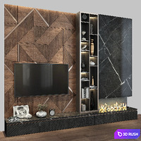 TV Wall set 195 3D Model Vray