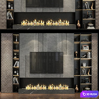 TV Wall Set 202 3D Model Vray