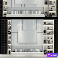 TV Wall Set 202 3D Model Vray