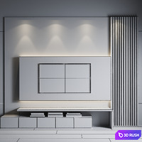 WALL TV SET 1 3D Model Vray
