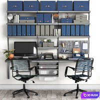 Office workplace set N2 3D Model Vray, Corona