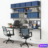 Office workplace set N2 3D Model Vray, Corona