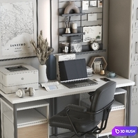 IKEA office workplace 120 3D Model Vray, Corona