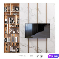 TV Wall | set 311 3D Model Vray, Corona