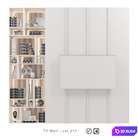 TV Wall | set 311 3D Model Vray, Corona