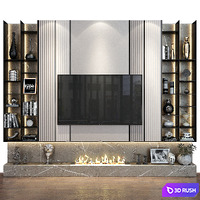 TV Wall Set 210 3D Model Vray