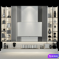 TV Wall Set 210 3D Model Vray