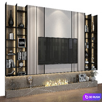 TV Wall Set 210 3D Model Vray