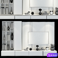 TV Stand Set 211 3D Model Vray
