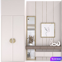 Cabinet furniture - TV wall set 3D Model Vray, Corona