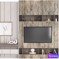 Cabinet furniture - TV wall set 3D Model Vray, Corona