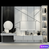 TV wall set 218 3D Model Vray