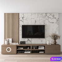 TV Wall Stone and Wood - Set 16 3D Model Vray, Corona