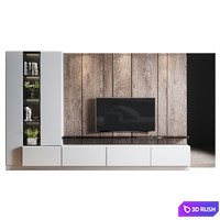 Wall TV Set 2 3D Model Vray