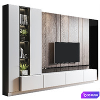 Wall TV Set 2 3D Model Vray
