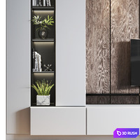 Wall TV Set 2 3D Model Vray