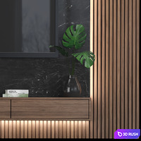 TV Wall 57 3D Model Vray, Corona