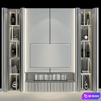 TV wall set 227 3D Model Vray