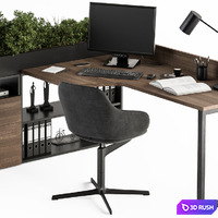 Office Furniture - employee Set 46 3D Model Vray, Corona