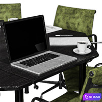 Hexagon conference table 3D Model Vray, Corona