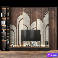 TV wall set 247 3D Model Vray