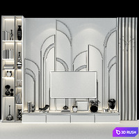 TV wall set 247 3D Model Vray