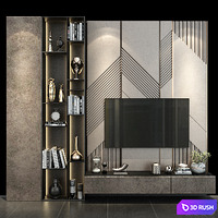 TV wall set 249 3D Model Vray