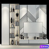 TV wall set 249 3D Model Vray