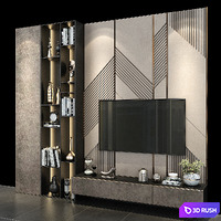 TV wall set 249 3D Model Vray