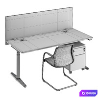 Vitra Tyde Workstations &amp; Vitra Unix Chair 3D Model Vray