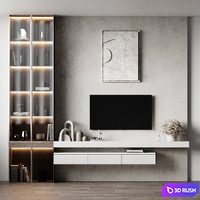 TV Wall 2 3D Model Vray, Corona