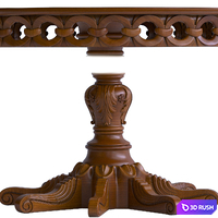 Carved table 3 3D Model Vray, Corona